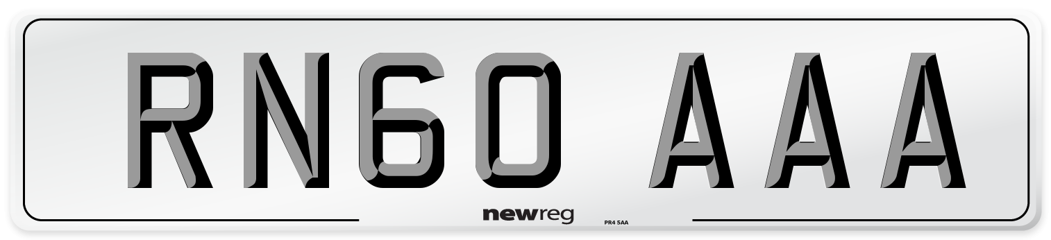 RN60 AAA Number Plate from New Reg